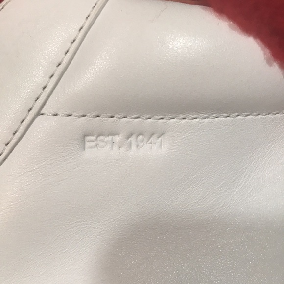 Coach G1493 White Leather High Top Red Shearling Sneaker Size 8 - Picture 9 of 13